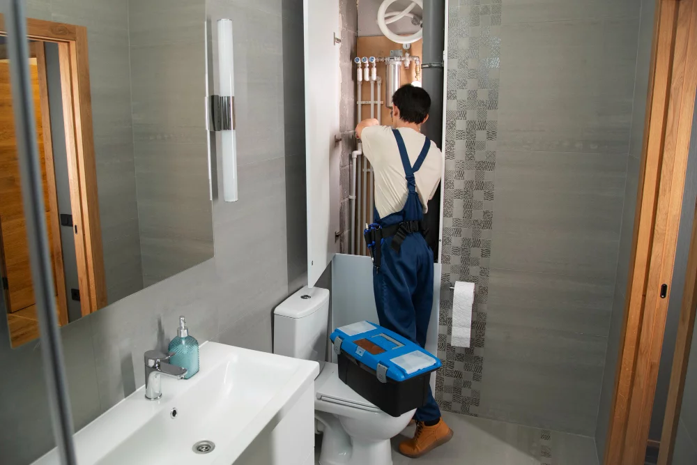 Installation sanitaire réalisée par ML Énergies pour salle de bain et plomberie